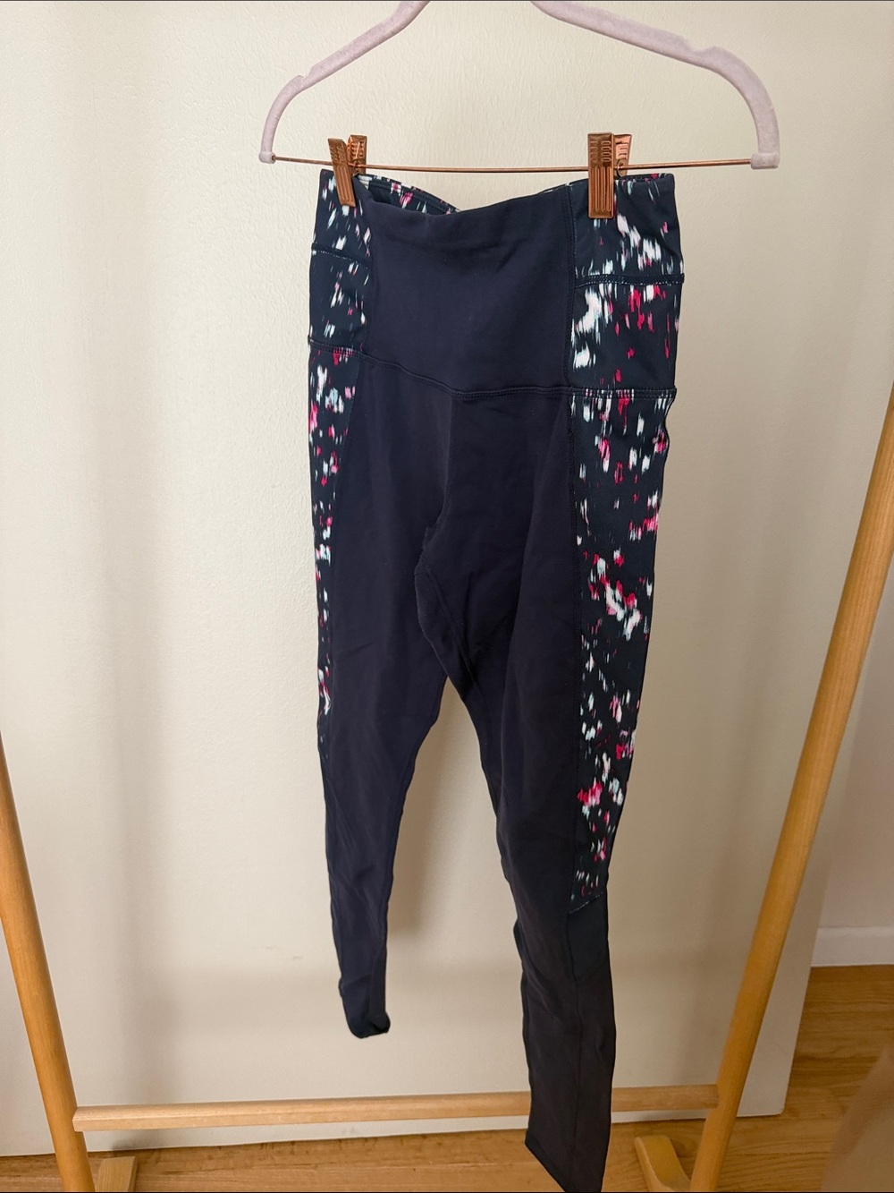 Skechers Black Leggings with Pink & White Side Print